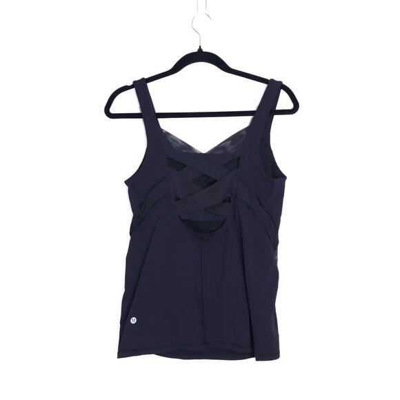 LULULEMON Crisscross Back Mesh Tank Top Black Training Active Women's 8 - Picture 2 of 7